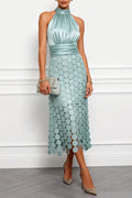 Spring Summer Satin Stitching Sleeveless Dress Vacation Casual Dress Bella Mia