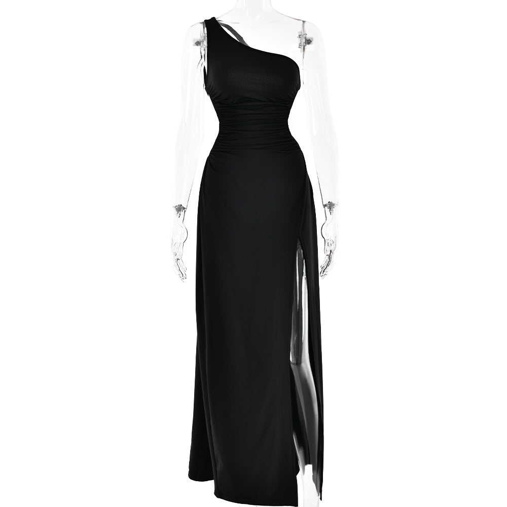 Women Backless Shoulder High Slit Dress Sexy Cold-Shoulder Sleeveless Maxi Dress Spring Summer Bella Mia