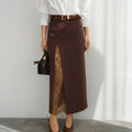 Summer Side Slit Stitching Lace Sexy See through Skirt All Matching Elegant Graceful Women Commuting Wear（Without belt） Bella Mia