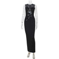Sexy Women Clothing Mesh Stitching See through Elegance Sleeveless Slim Fit High Grade Red Carpet Sheath Dress Women