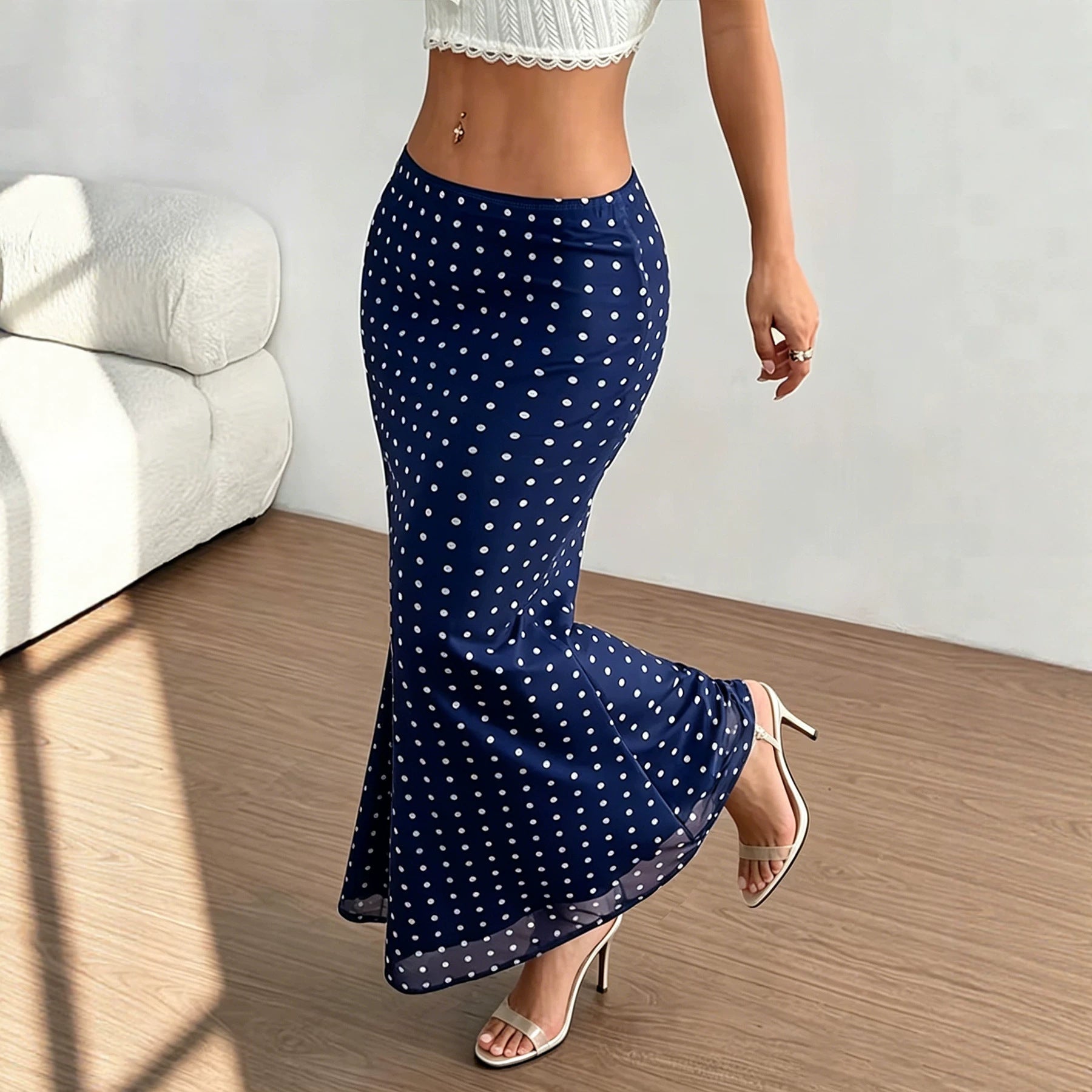 Summer Women Clothing Sexy Dot Mesh Skirt Slim Fit Sheath Skirt Bella Mia