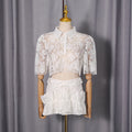Women Autumn High Grade Waist Slimming Collared Elegant Two Piece Set