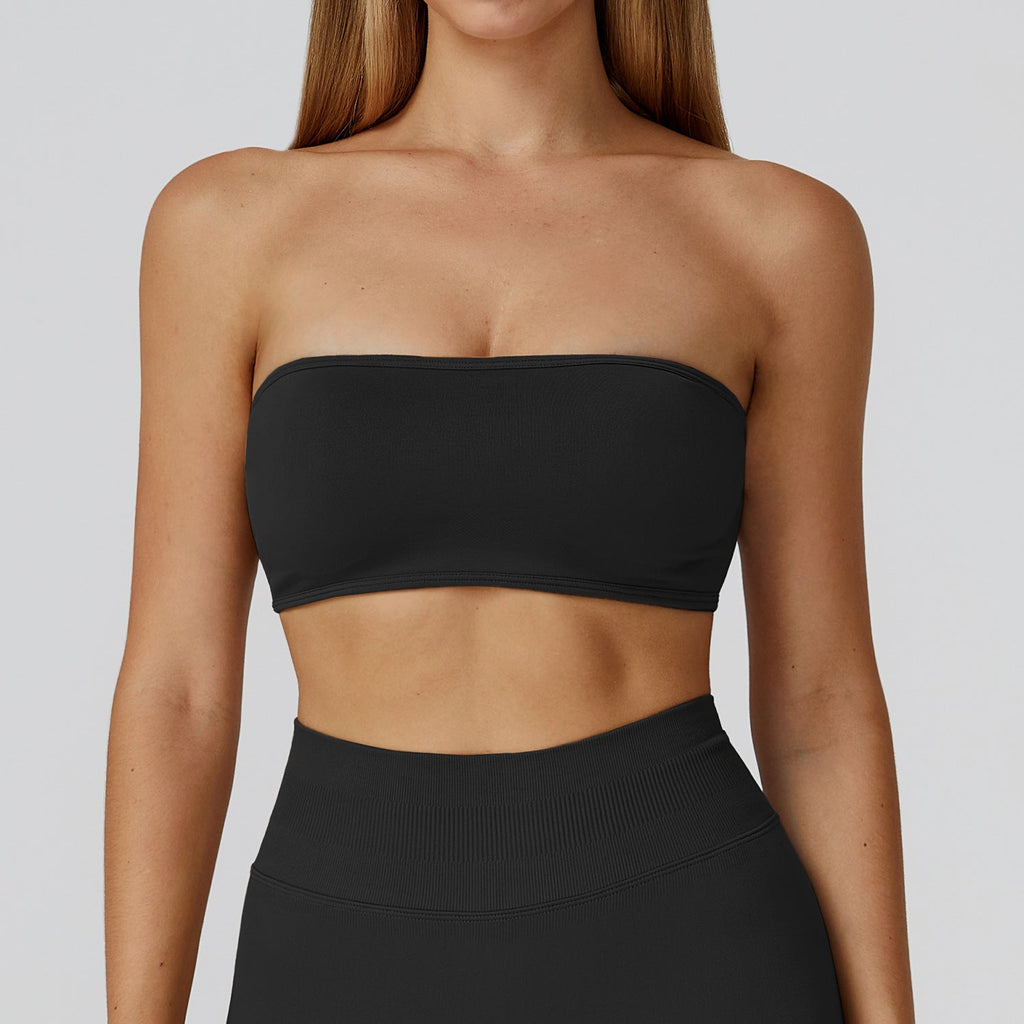 Sollinarry Seamless Sports Underwear Tube Top Yoga Bra Hollow Out Cutout out Beauty Back Running Sports Bra Women