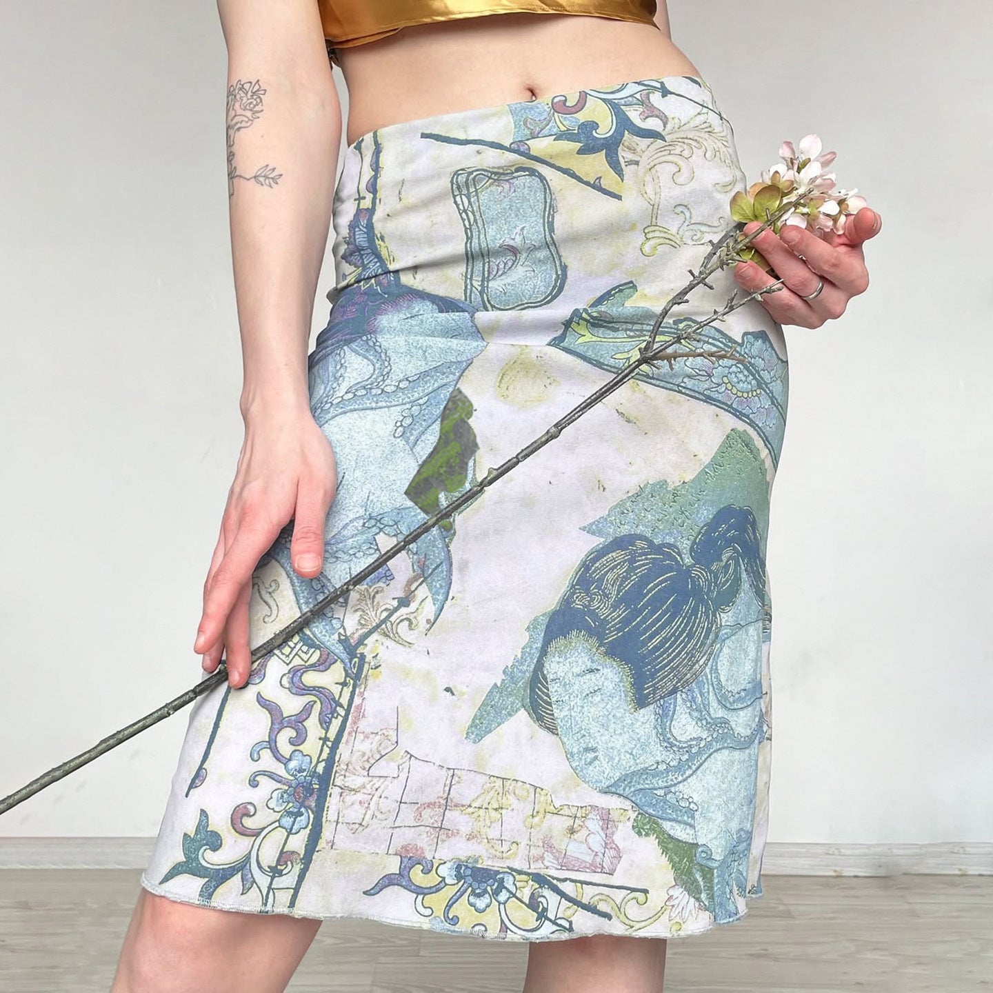Artistic Retro Japanese Abstract Printing Elegant Graceful Skirt Vacation Sexy Special Interest Hip Skirt Bella Mia