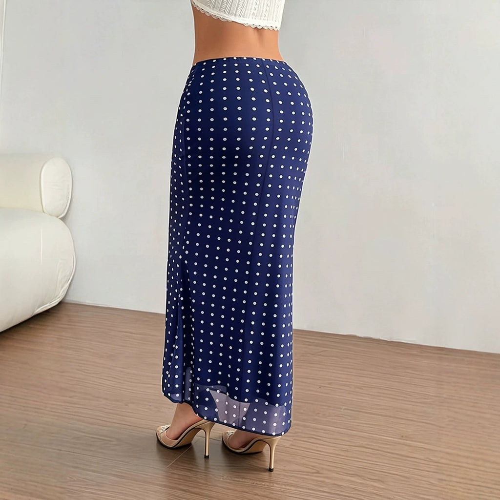 Summer Women Clothing Sexy Dot Mesh Skirt Slim Fit Sheath Skirt Bella Mia