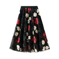 Retro High Waist Slimming Embroidered Large Floral Sweet Net Yarn Mid Length Fairy Skirt