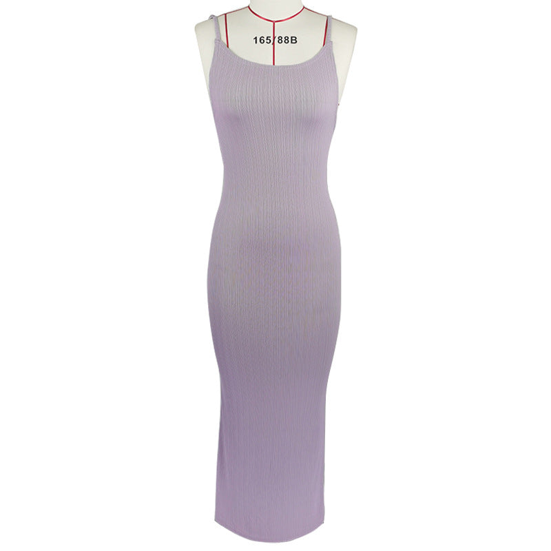 Women Clothing Sunken Stripe Slim Fit Suspender Dress Sexy Big Backless Tied Dress Bella Mia