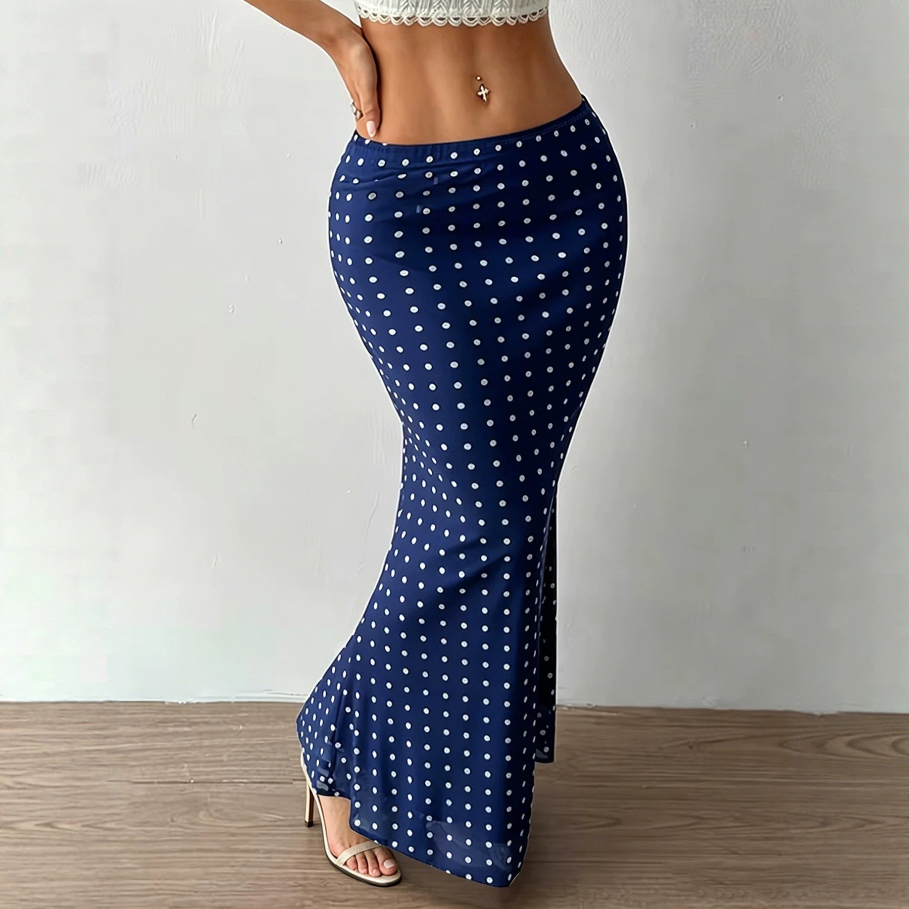 Summer Women Clothing Sexy Dot Mesh Skirt Slim Fit Sheath Skirt Bella Mia