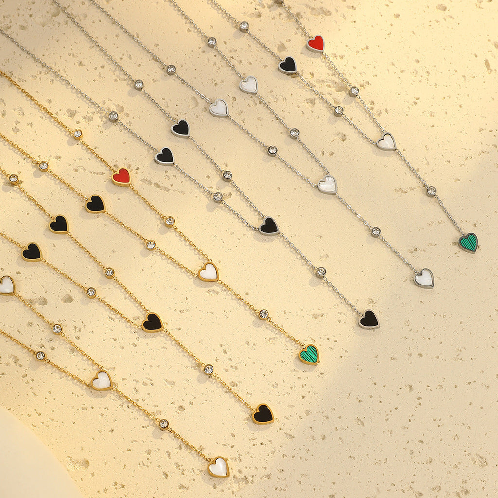 Light Luxury Minority Necklace High Grade Tassel Heart Clavicle Chain Heart Shaped Stainless Steel Necklace Neck Accessories Women