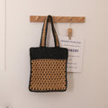 Color Matching Hollow Out Cutout out Crochet Shoulder Straw Bag Special Interest Design Hand Woven Bag Seaside Vacation Beach Bag Wanita Store