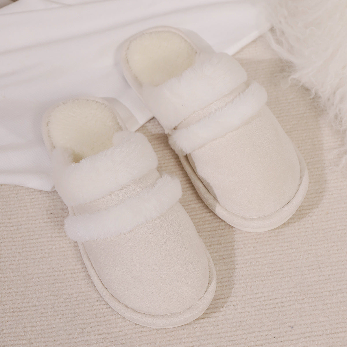 Fluffy Slippers Autumn Winter Warm Slugged Bottom Home Thickened Fleece Slippers Home Indoor Cotton Slippers Wanita Store