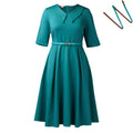 Women Clothing Autumn Elegant Solid Color Polo Collar Africa Dress Bella Mia