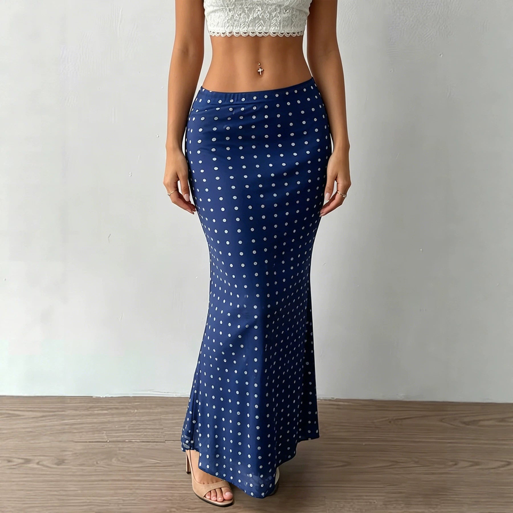 Summer Women Clothing Sexy Dot Mesh Skirt Slim Fit Sheath Skirt Bella Mia