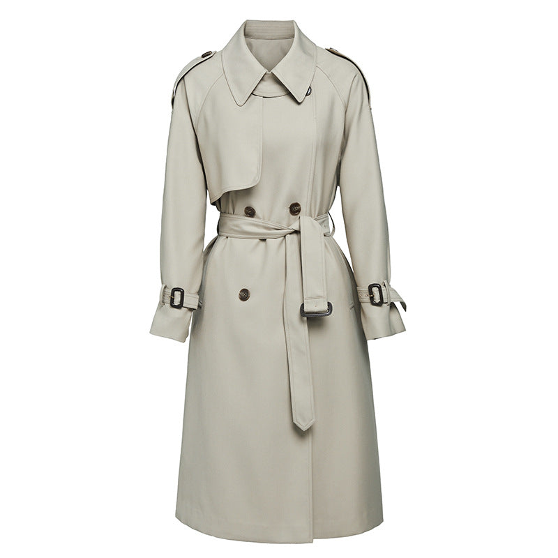 Element Autumn Winter British Double Breasted Loose Drooping Extended Trench Coat for Women Wanita Store
