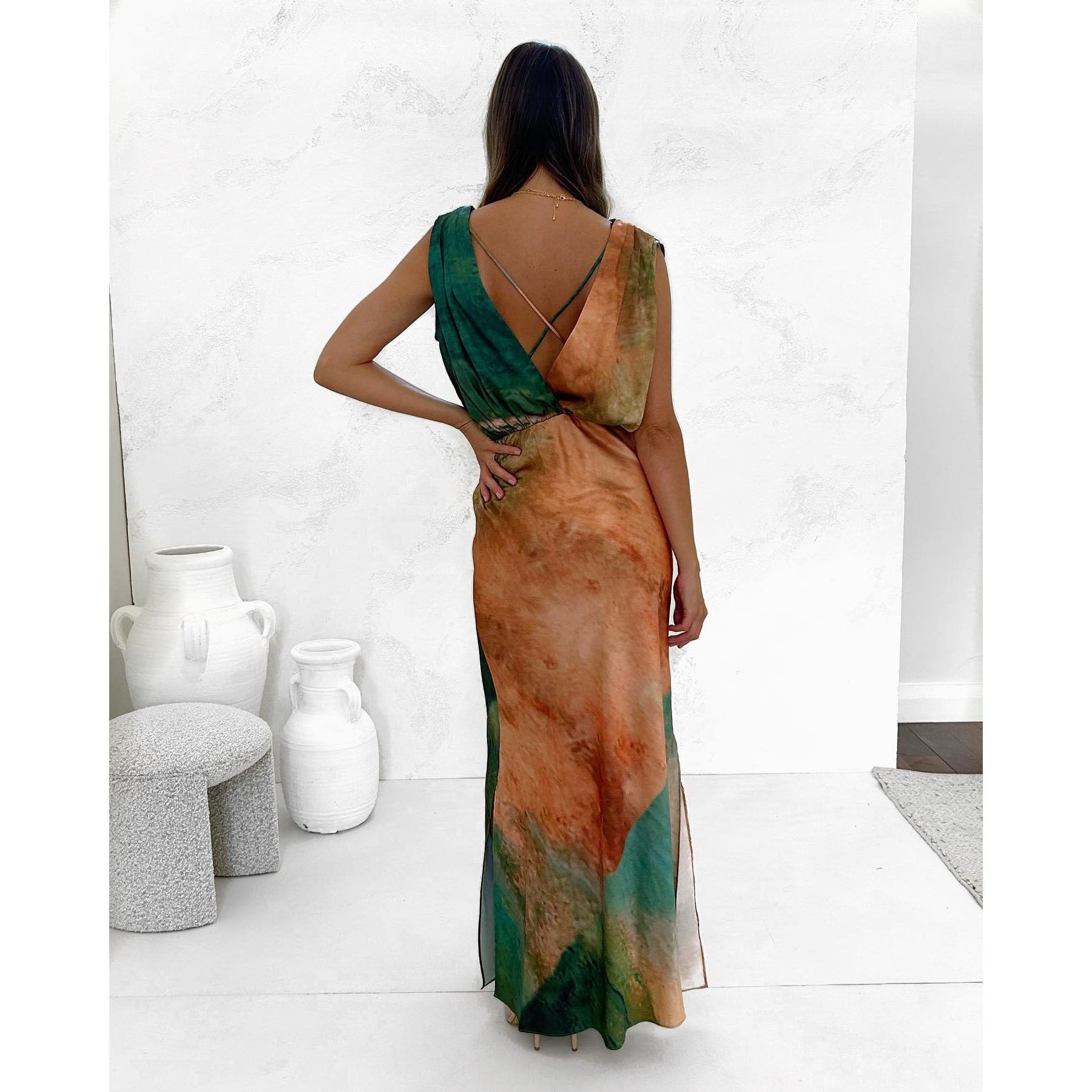 Enter Spring Summer Sexy Backless Slit Dress Loose Vacation Women Clothing Dress Bella Mia