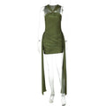 Women Clothing Summer Sleeveless Halter Pleated Waist Tight Slim Sexy Skinny Sheath Dress Bella Mia