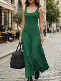 Summer U Neck Sleeveless Vest Dress Elegant Graceful Asymmetric Slim Fit Patchwork Maxi Dress Bella Mia