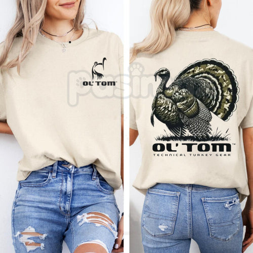 "Ol' Tom" Turkey Hunting 2-Sided T-Shirt – Vintage Strutting Gobbler Back Graphic, Premium 100% Cotton Wild Turkey Hunting Top, Soft Lived-In Heavyweight Outdoorsman Apparel, Made in USA Pasimax