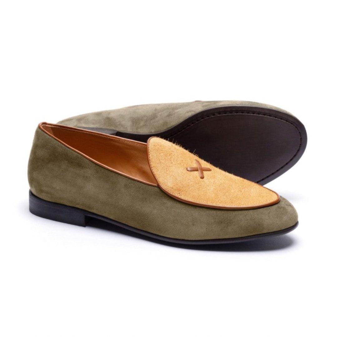 Men's Olive Textured Tan Milano Loafer Del Toro Shoes