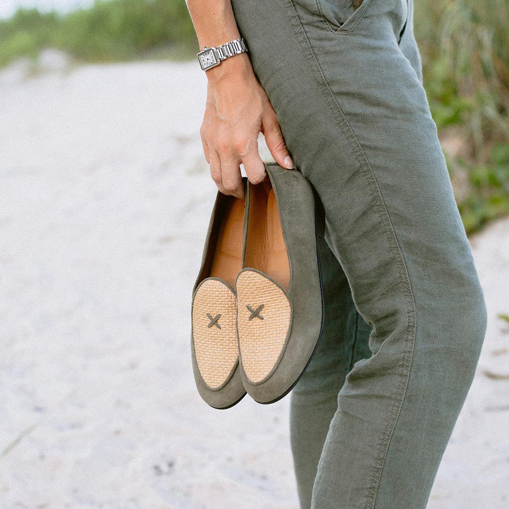 Women's Olive Raffia Milano Loafer Del Toro Shoes