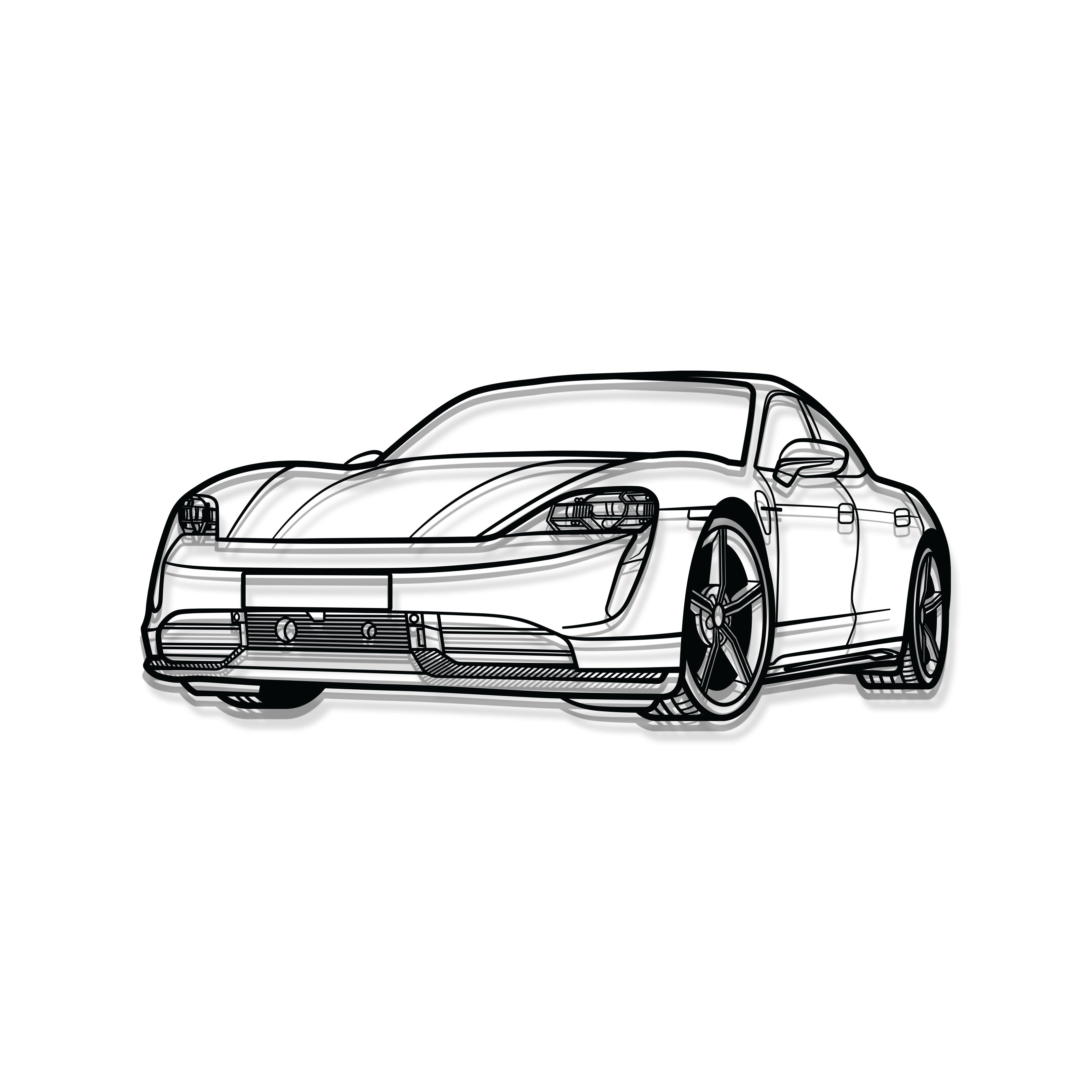 Taycan Perspective Metal Car Wall Art - MT1133