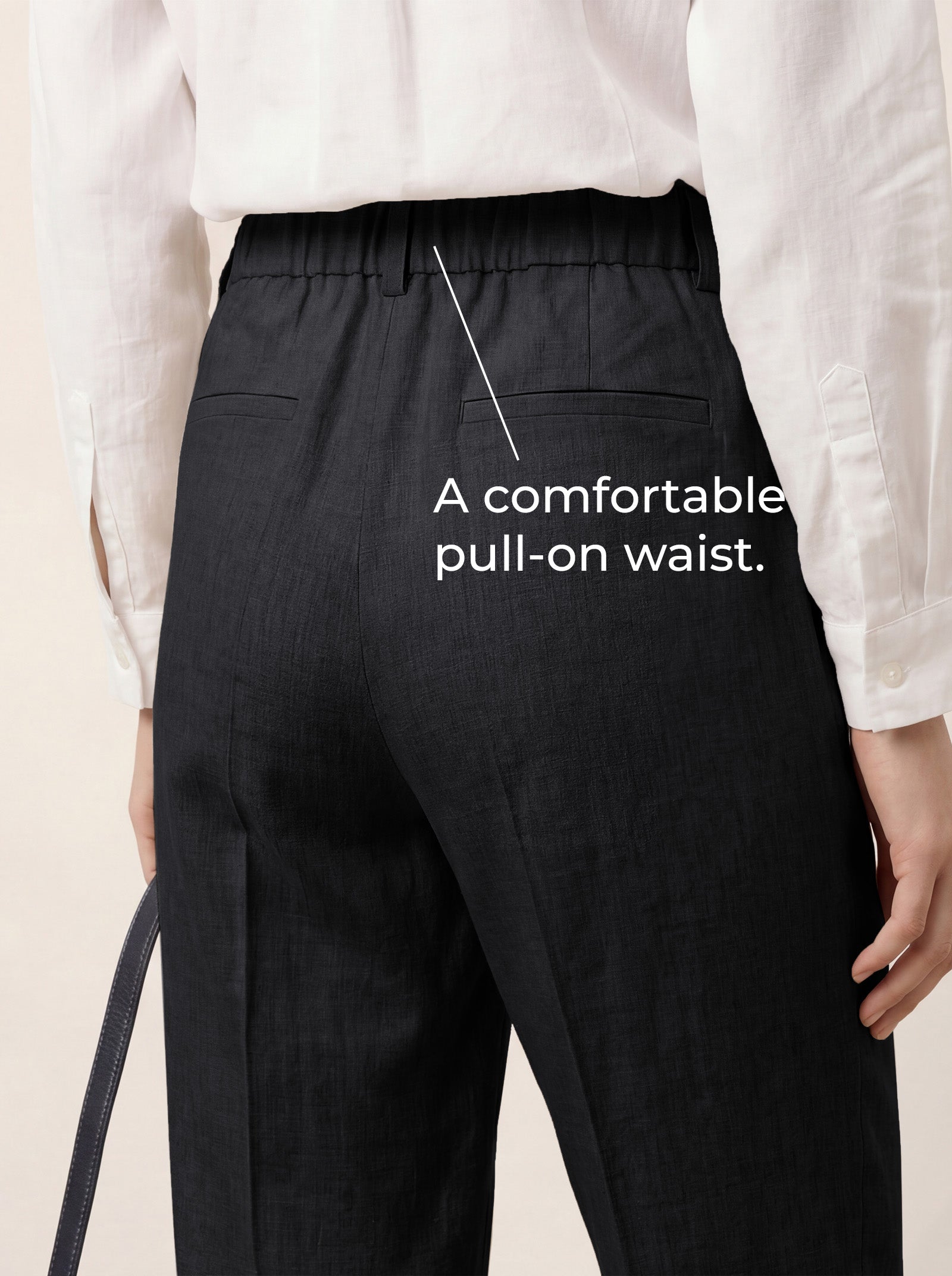 Linen Tailored Straight Cropped Pants LOGAN LINTICO