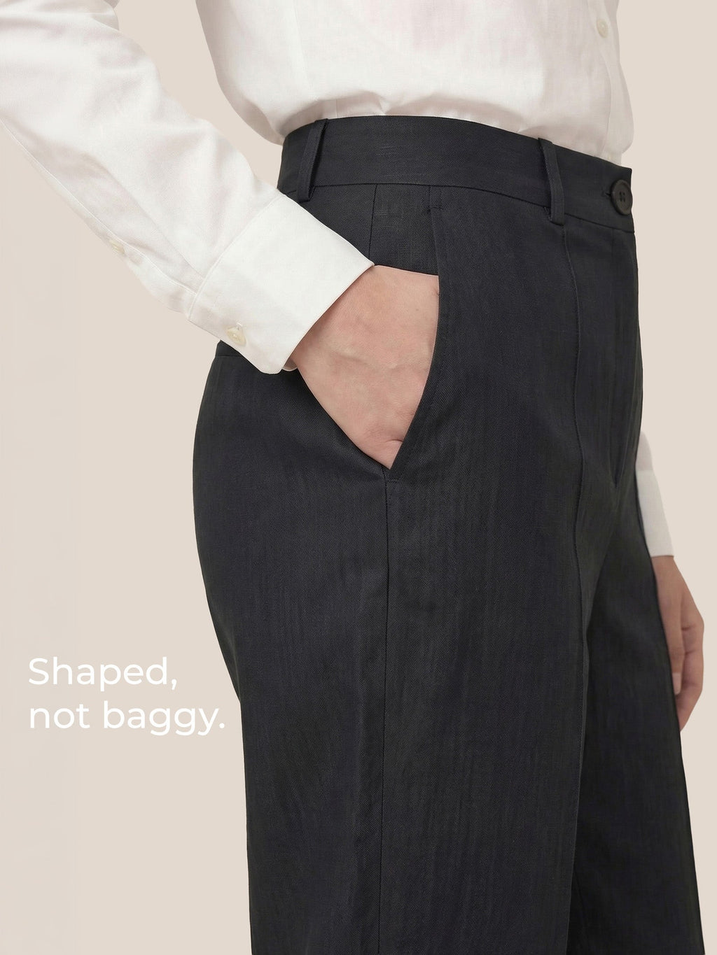 Linen Tailored Straight Cropped Pants LOGAN LINTICO