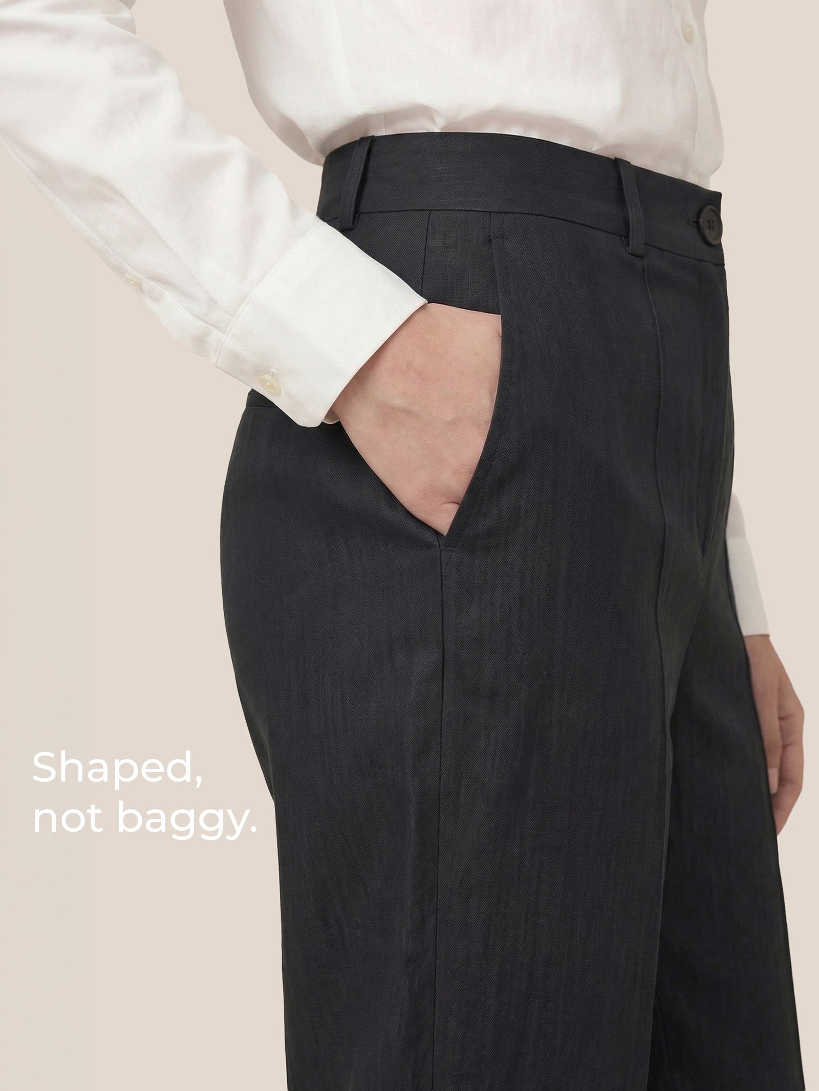 Linen Tailored Straight Cropped Pants LOGAN LINTICO