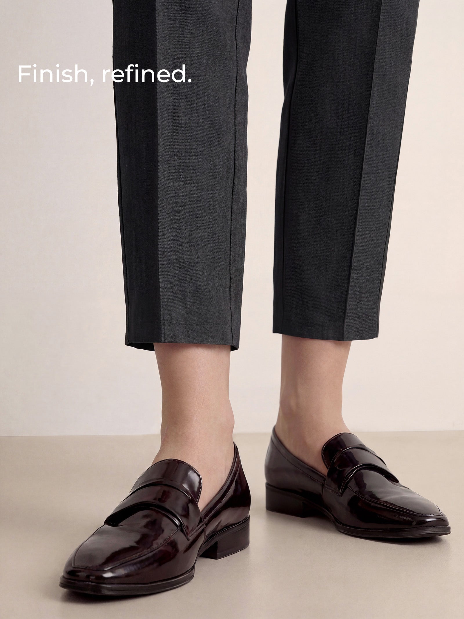 Linen Tailored Straight Cropped Pants LOGAN LINTICO