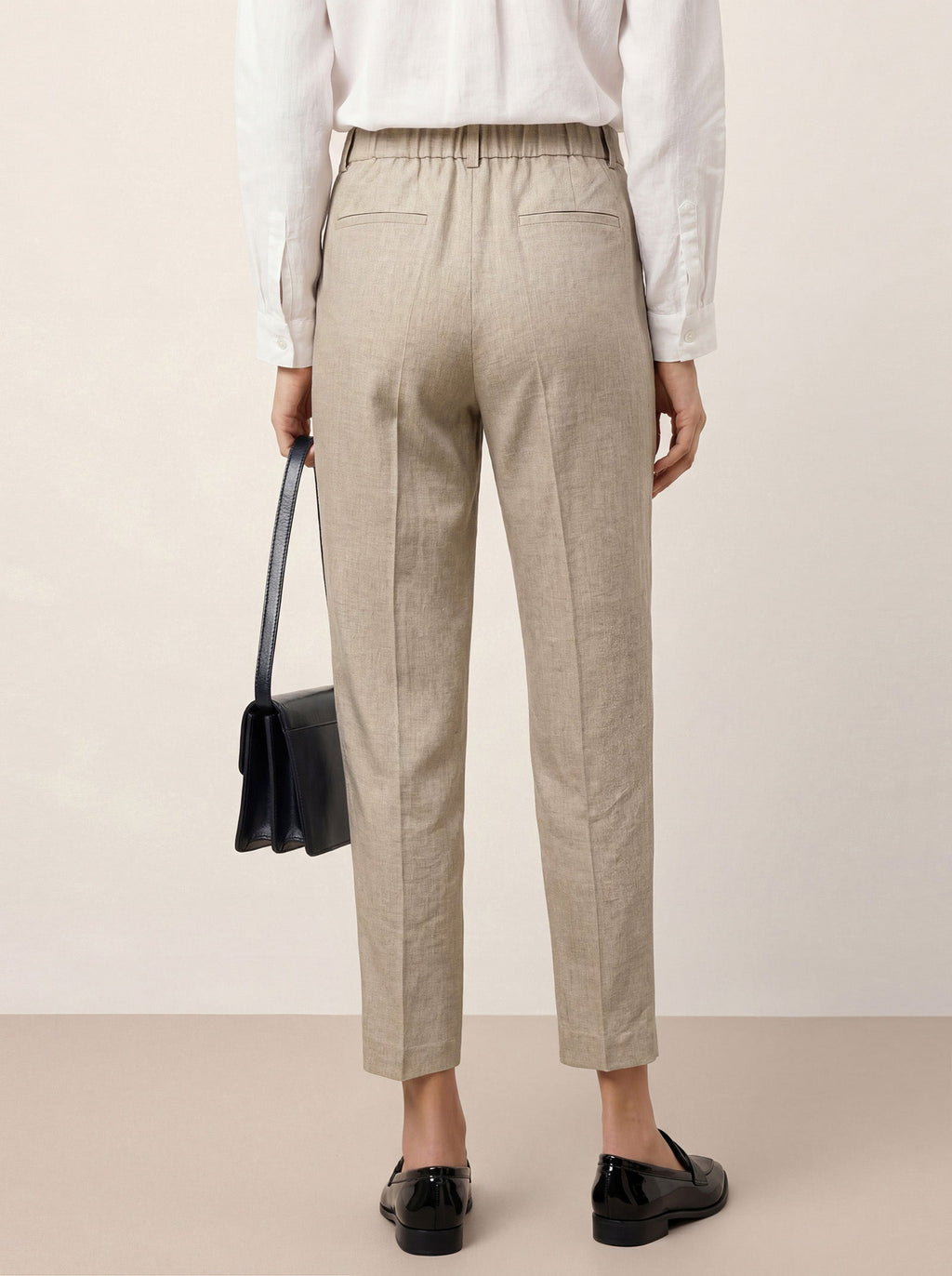 Linen Tailored Straight Cropped Pants LOGAN LINTICO