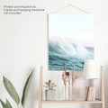 Large Pastel Blue Ocean Waves Print. Nautical Theme