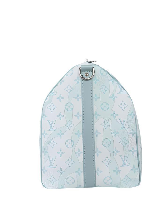 Louis Vuitton White & Blue Aquagarden Monogram Keepall 50 Banlieue91