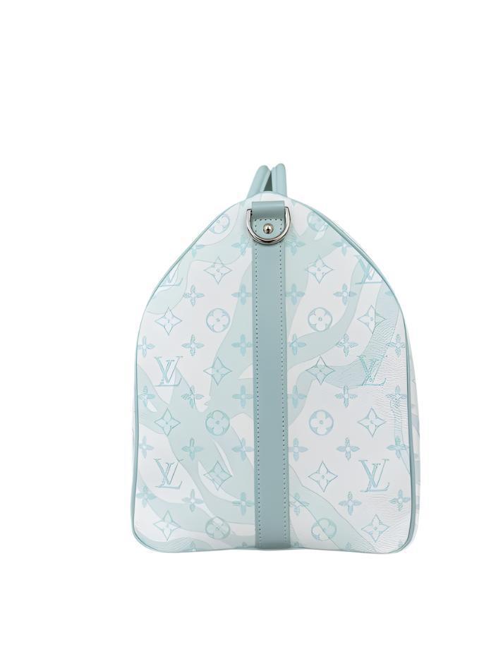 Louis Vuitton White & Blue Aquagarden Monogram Keepall 50 Banlieue91