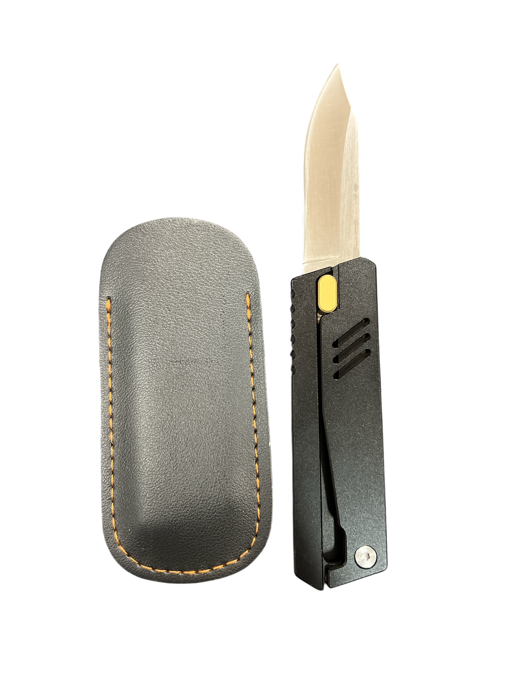 Thumb Switch "Gravity" Knives - Includes Leather Case (3cR13 Steel) Wood Shark Co.