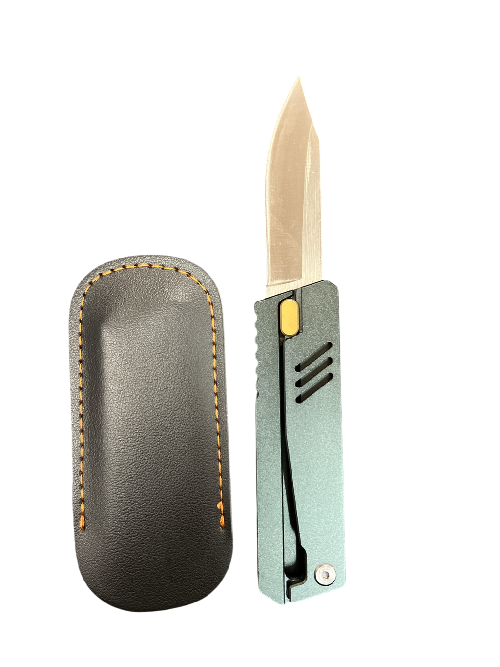 Thumb Switch "Gravity" Knives - Includes Leather Case (3cR13 Steel) Wood Shark Co.