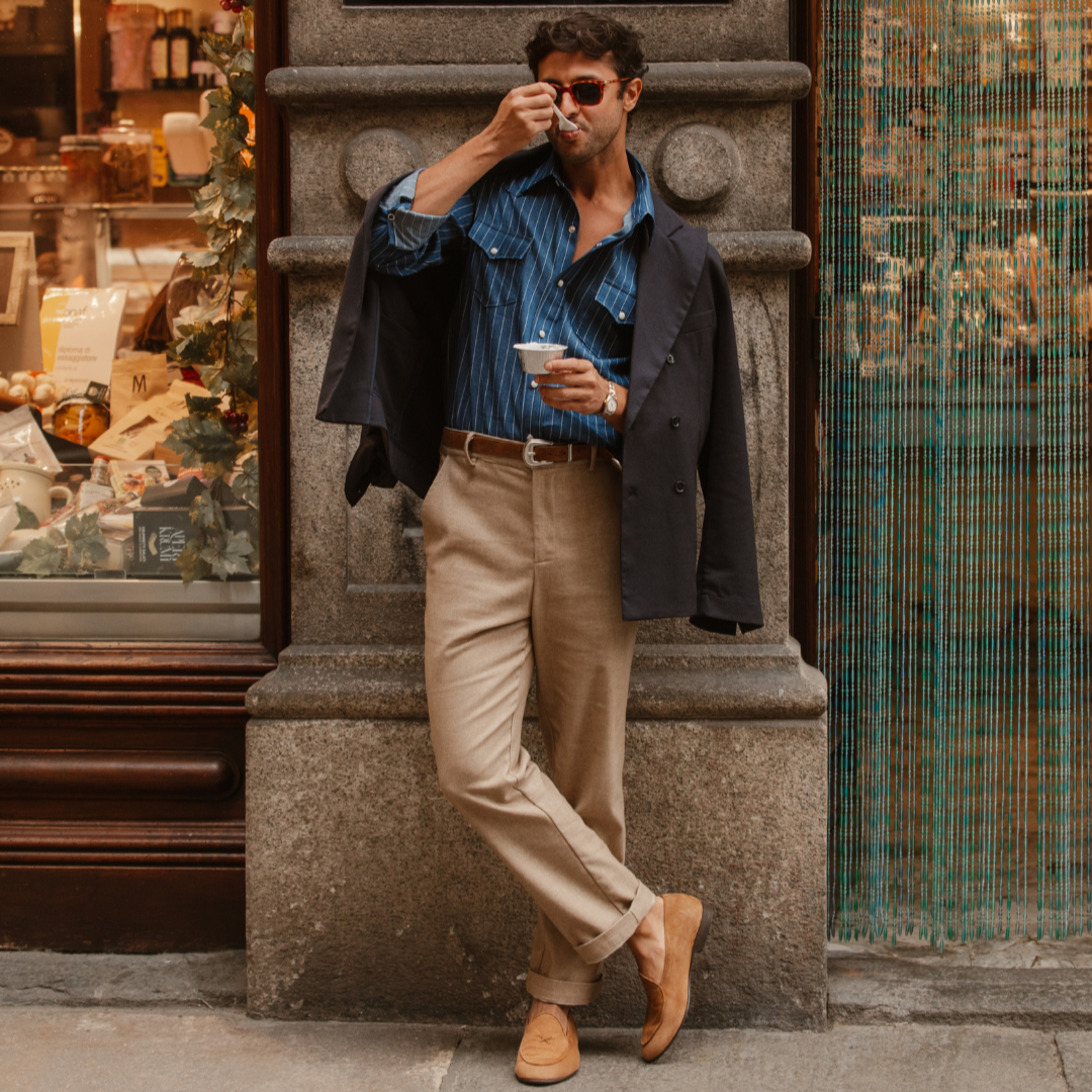 Men's Cognac Suede Milano Loafer Del Toro Shoes