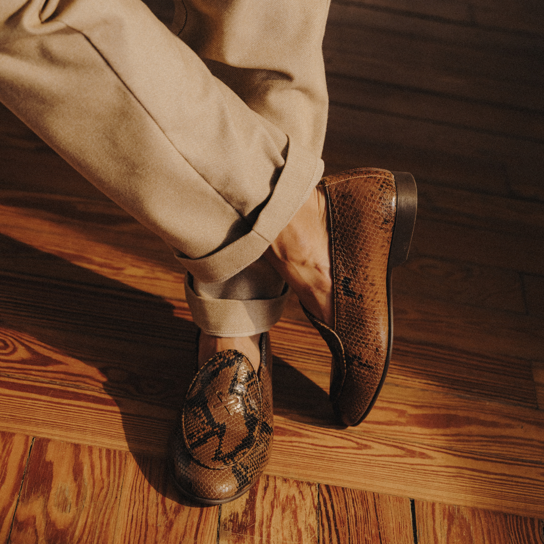 Men's Brown Snakeskin Milano Loafer Del Toro Shoes