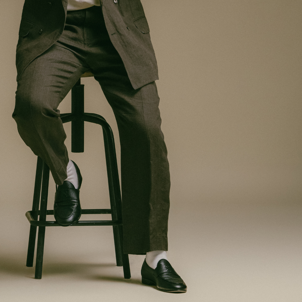 Men's Black Pebbled Leather Centesimo Del Toro Shoes