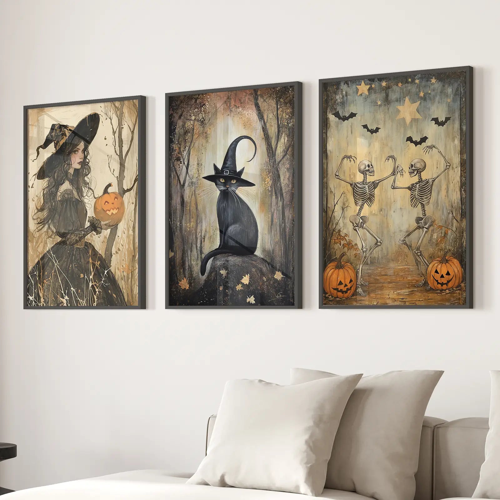 Witchy Halloween Fall Decor Modern Wall Art Print Wall Art Set