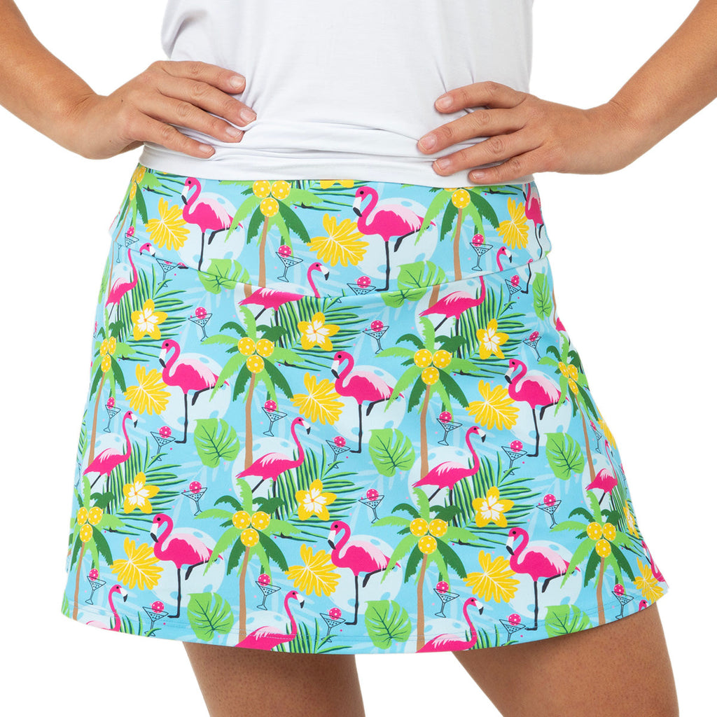 Blue Pickleball and Flamingos Swing Skirt Final Sale Queen of the Court