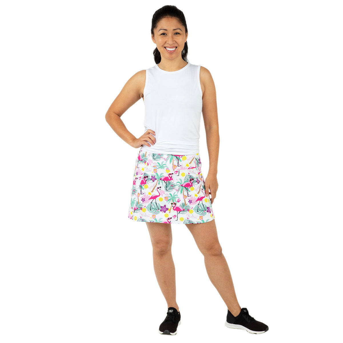 White Pickleball and Flamingos Endurance 15" Skirt Final Sale Queen of the Court