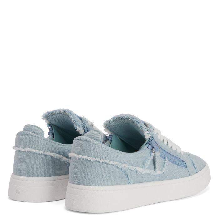 Giuseppe Zanotti GZ94 Sneakers - Chic White Denim Design with Luxurious Metal Detail Banlieue91