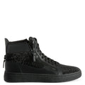 Giuseppe Zanotti GZ94 High-Top Sneakers with Black Rhinestone Embroidery and Suede-Effect Finish Banlieue91