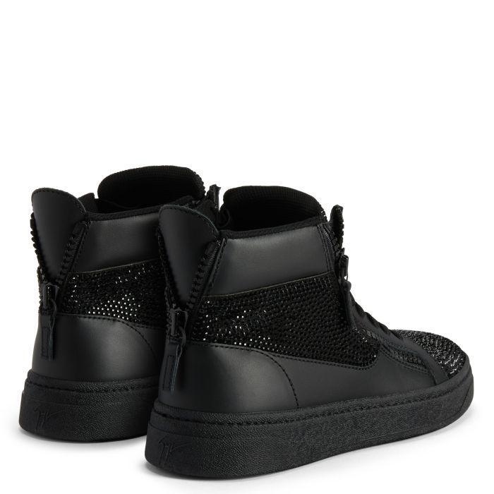 Giuseppe Zanotti GZ94 High-Top Sneakers with Black Rhinestone Embroidery and Suede-Effect Finish Banlieue91