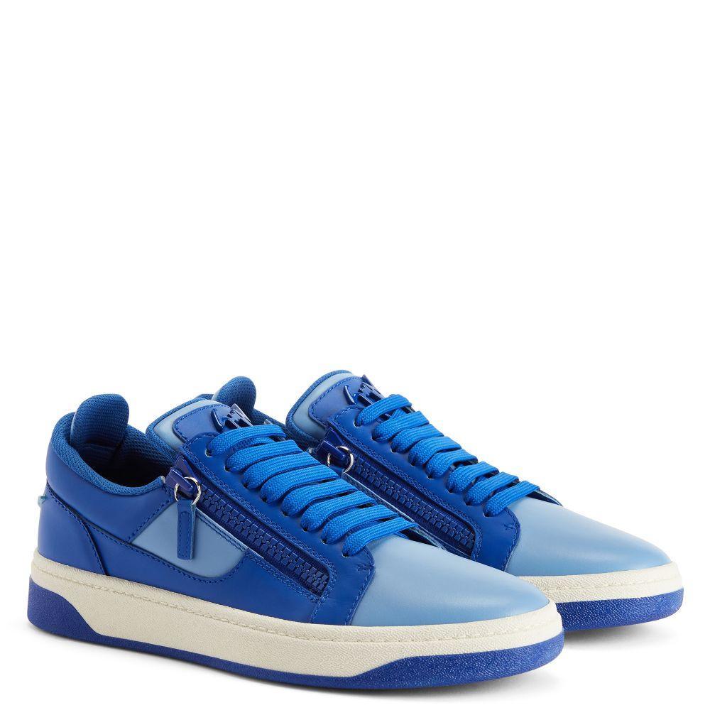 Giuseppe Zanotti GZ94 Sneakers in Cornflower-Blue Leather with Unique Graffio Appliqué Banlieue91