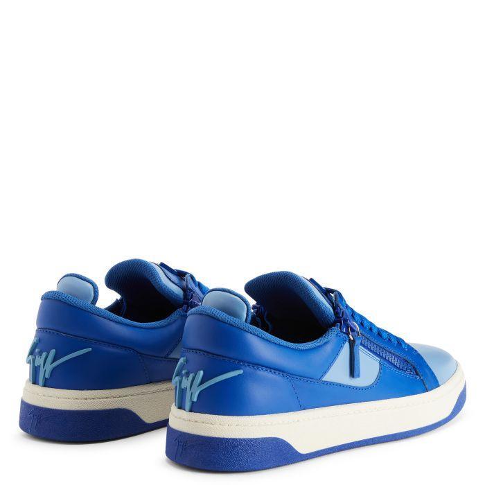 Giuseppe Zanotti GZ94 Sneakers in Cornflower-Blue Leather with Unique Graffio Appliqué Banlieue91