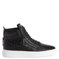 Giuseppe Zanotti GZ94 High-Top Sneakers in Black Crocodile-Print Leather with Metal Signature Detail Banlieue91