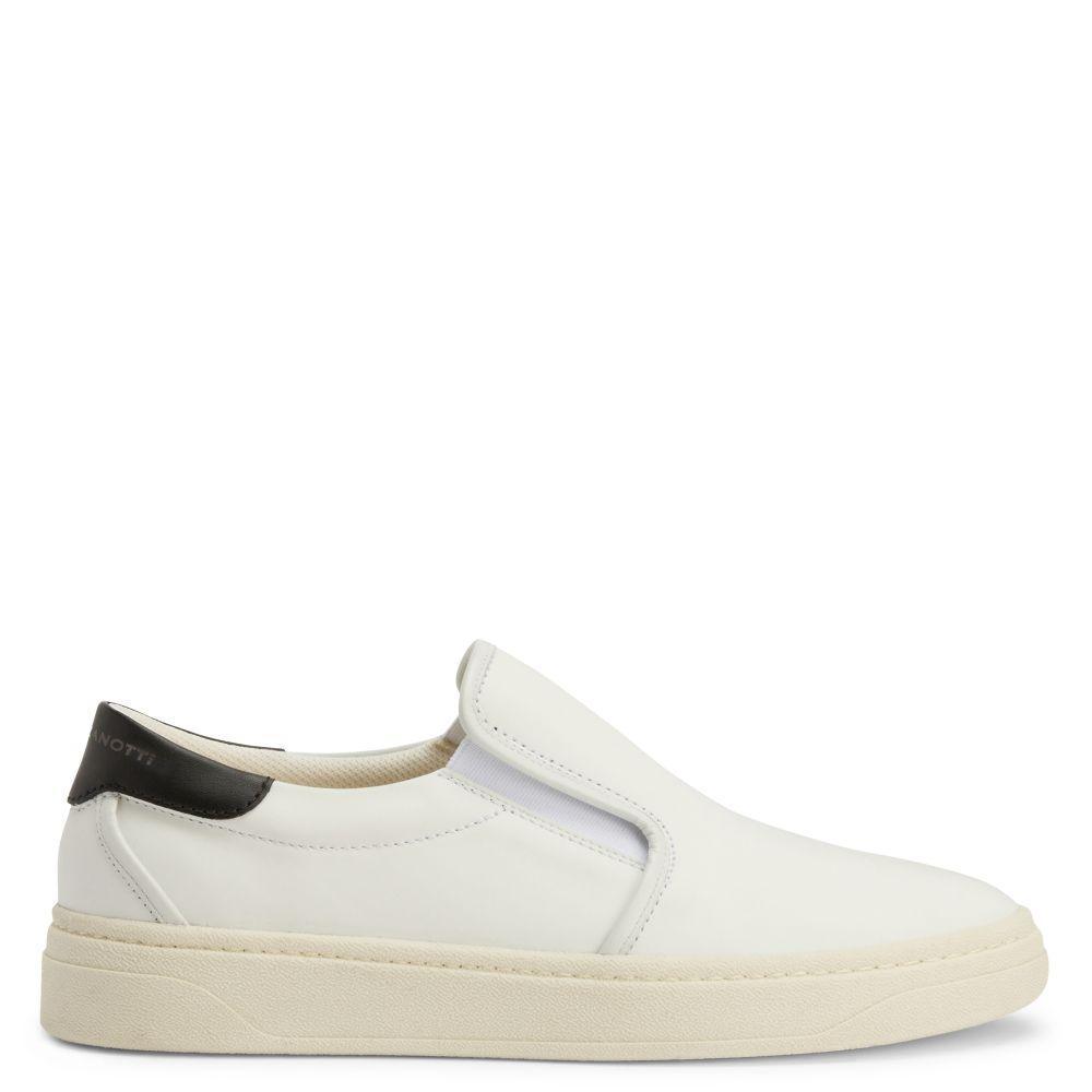 Giuseppe Zanotti GZ94 Men's Slip-On Sneakers with Unique Two-Tone Design and Gunmetal Applique Banlieue91