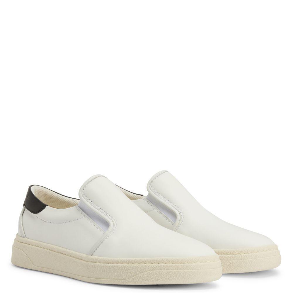 Giuseppe Zanotti GZ94 Men's Slip-On Sneakers with Unique Two-Tone Design and Gunmetal Applique Banlieue91