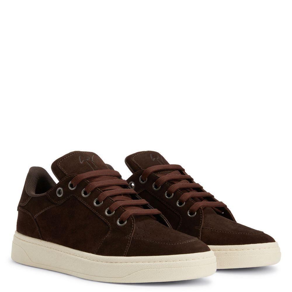 Giuseppe Zanotti GZ94 Men's Luxury Suede Lace-Up Sneakers with Unique Logo Detailing Banlieue91
